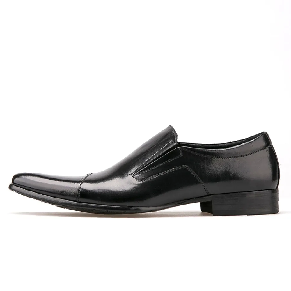 Piergitar Comfortable Genuine Leather Men Slip on Dress Shoes Pointed Toe Business Formals Oxfords for Men's Flat | Обувь