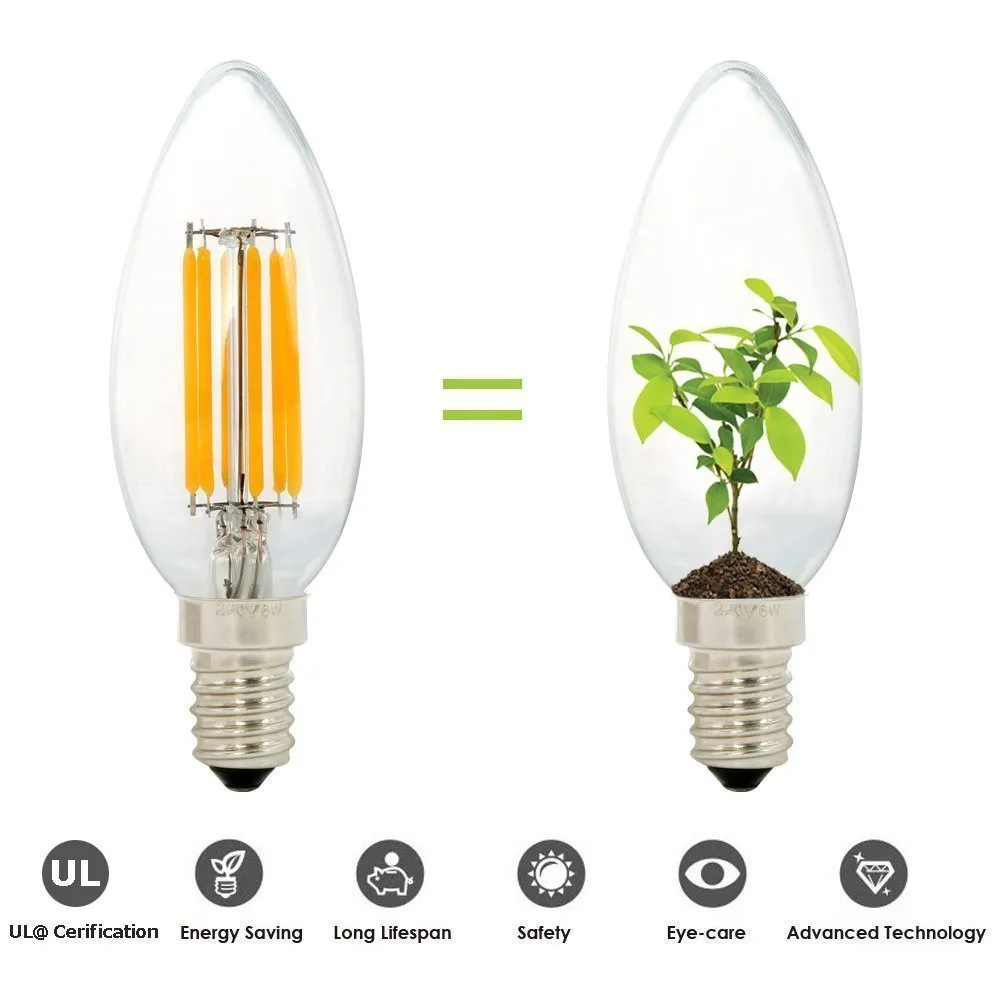 LED Lamp Filament Bulb E14 Candle Light 2W 4W 6W C35 220V/110v Retro Antique Warm White /White Glass Incandesce | Лампы и освещение