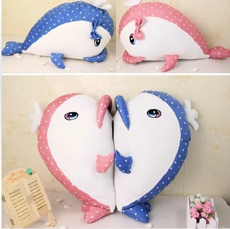 Новая Симпатичная плюшевая игрушка в виде Кита 1 шт. большой размер 60 см волна