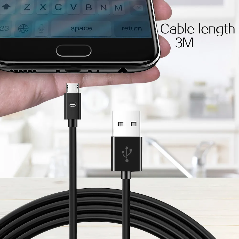 Зарядный кабель USB Kebidu 3 м микро-игра зарядный шнур для Sony Playstation PS4 4 Xbox One