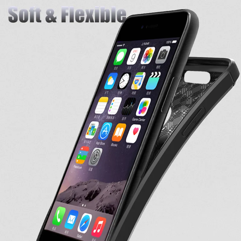 Luxury Back Matte Carbon Fibre Soft Silicone Cases for iPhone 6 Case Full Cover For 6s Plus Leather Texture Shell |
