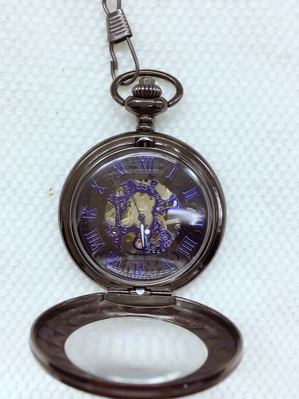 Новый черный прозрачный стеклянный чехол с синими римскими цифрами Механические