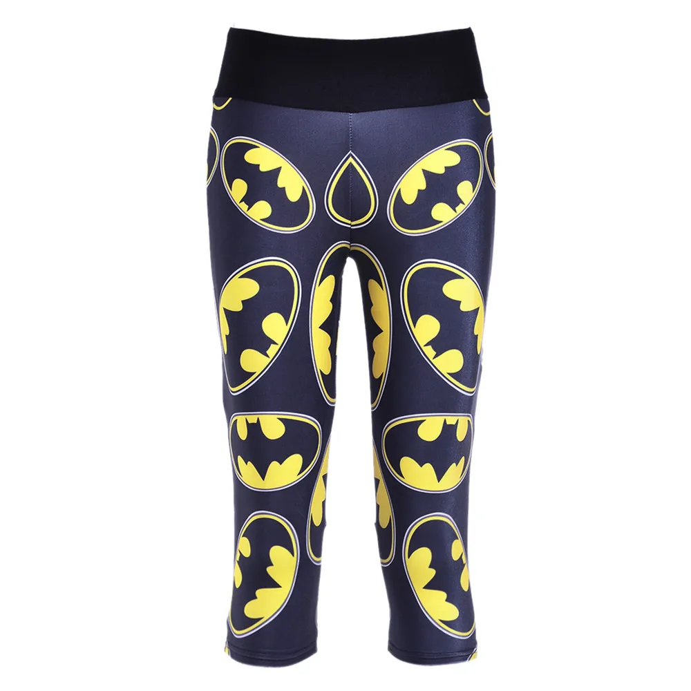 Новинка 2015 сексуальные женские штаны 7 точек леггинсы темно желтые Бэтмен