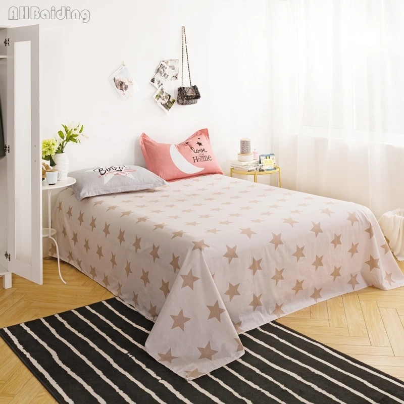Хлопок Материал простыня 1 шт. плоский лист матрас крышка защиты 160x230 см/230x245 см двойной размер королевы с 2 шт наволочки