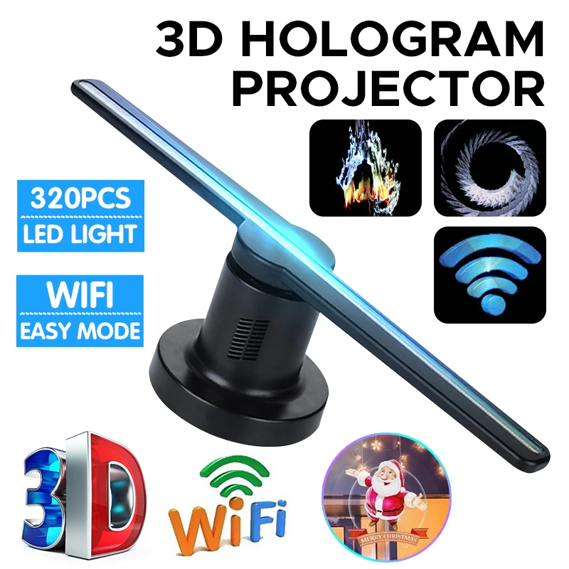 

Wifi компьютер 3D голограмма проектор вентилятор голографическая лампа 224 светодиода 42 см Забавный 3d рекламный логотип светильник вечерние ук...