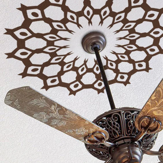 Виниловая настенная наклейка на потолочный светильник с медальонами съемная