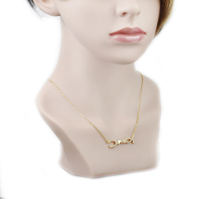 

10pcs Cubic Zirconia Stethoscope Love Pendant Necklaces Fashion Jewelry Gold Color Chain Choker Necklace Women Graduation Gift