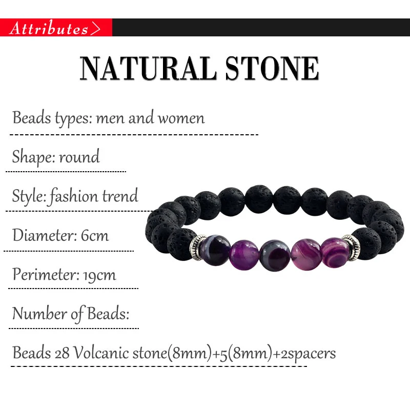 

Natural Volcanic Stone Bracelets Charm Women Chakra Balance Beads Men Black Lava Turquoises Strand Bangle Fashion Buddha Jewelry