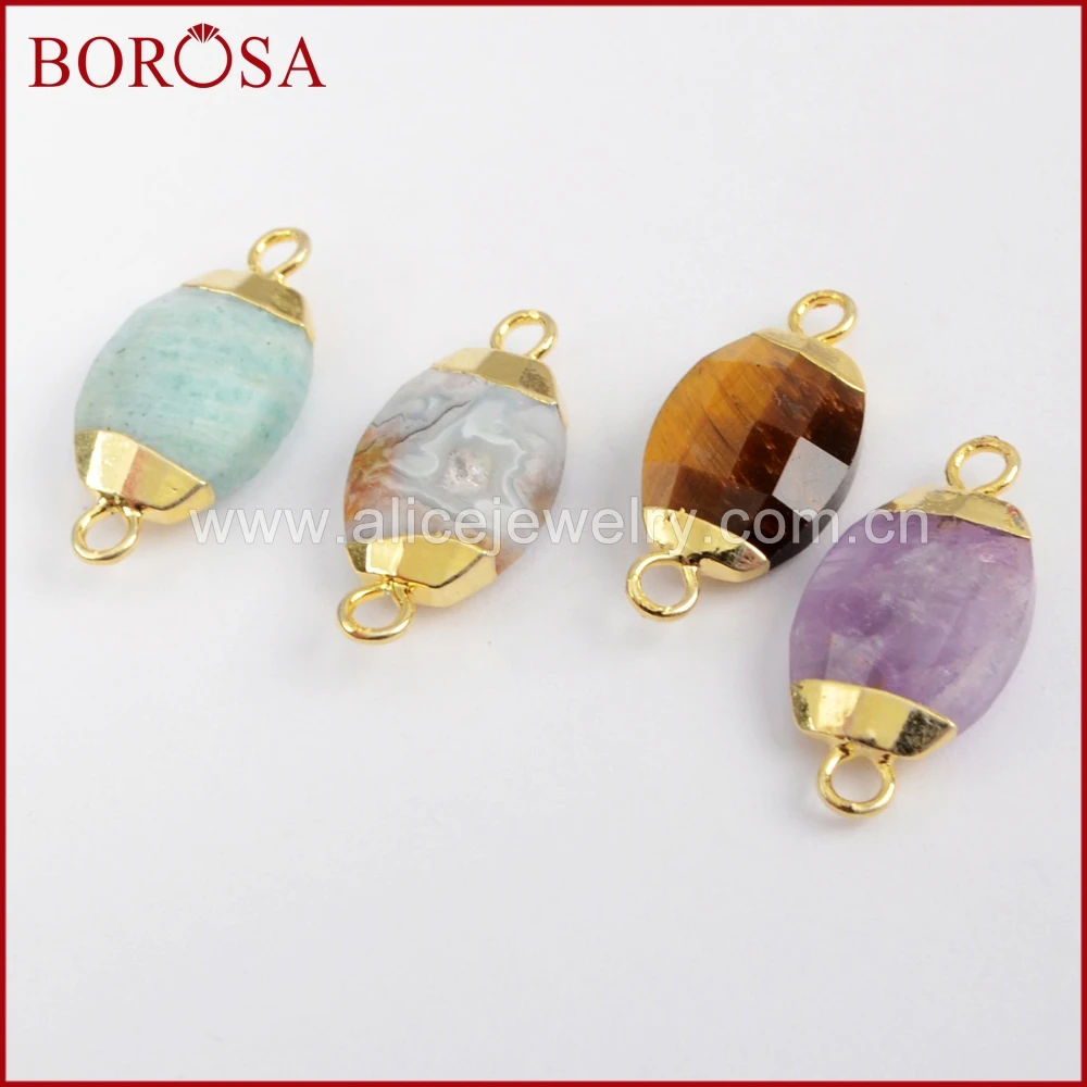 BOROSA 10 шт овальной формы многоцветные граненые камни золотой разъем для