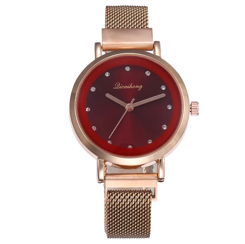 

Simple Women Watches Fashion Rose Gold Quartz Wrist Watch Mesh Stainless Steel Ladies Watch Minimalism Crystal Clock Bracelet /C