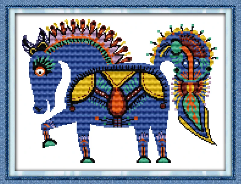 The happy horse decor picture counted print on canvas DMC 14CT 11CT NKF Cross Stitch diy chinese Embroidery kits Needlework Sets | Дом и сад
