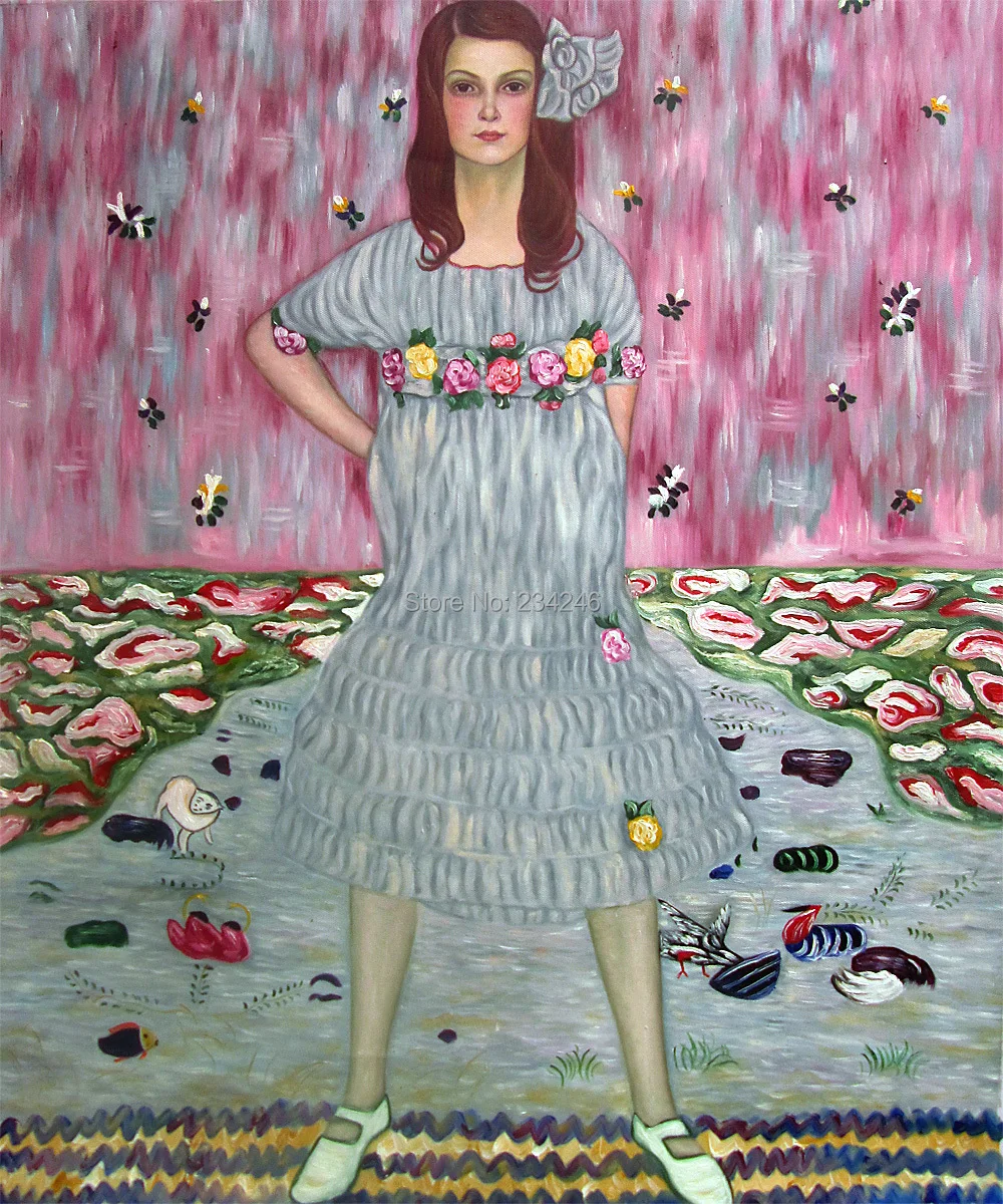 Портрет ручной росписи, картины маслом, копия портрета Мады примавеси Густава Климта, Картина на холсте для украшения стен и дома