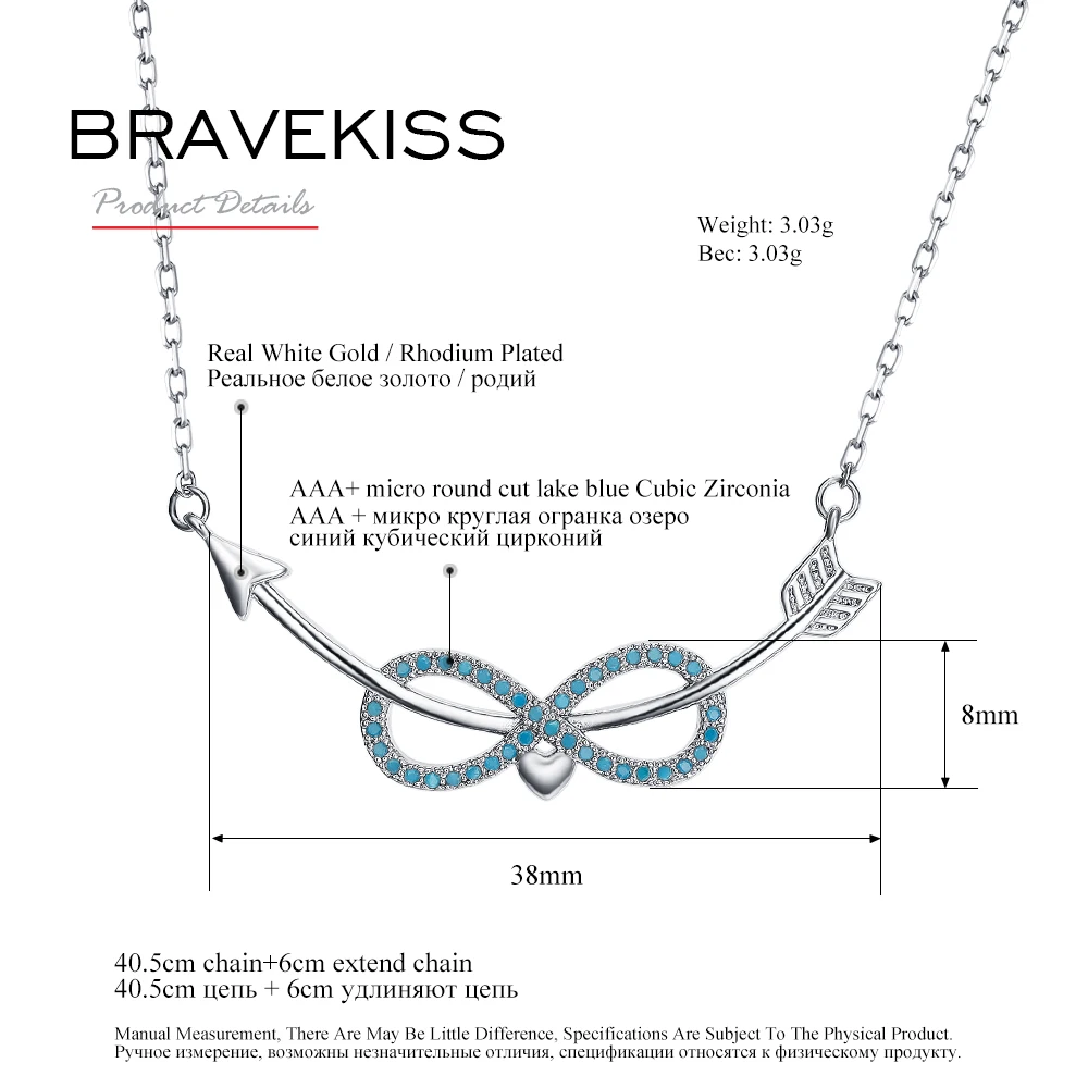 BRAVEKISS ожерелья с кулоном в виде стрелы любовь сердце бесконечность цепочка звено