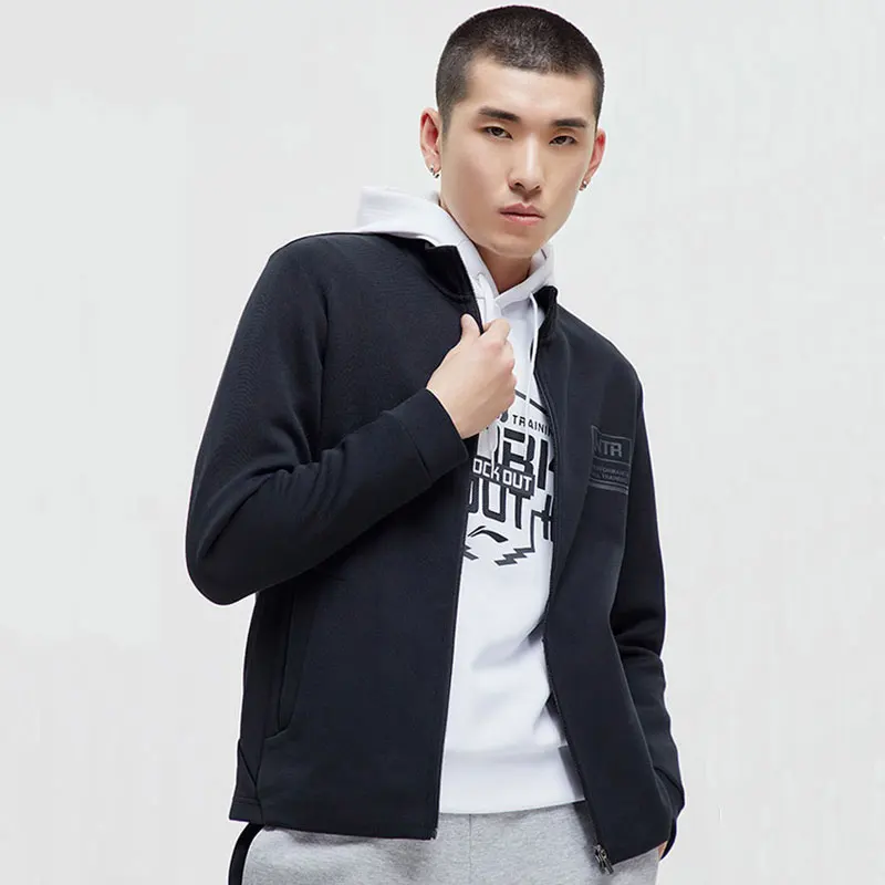 Li-Ning мужской тренировочный свитер на молнии 66% хлопок 34% полиэстер подкладка