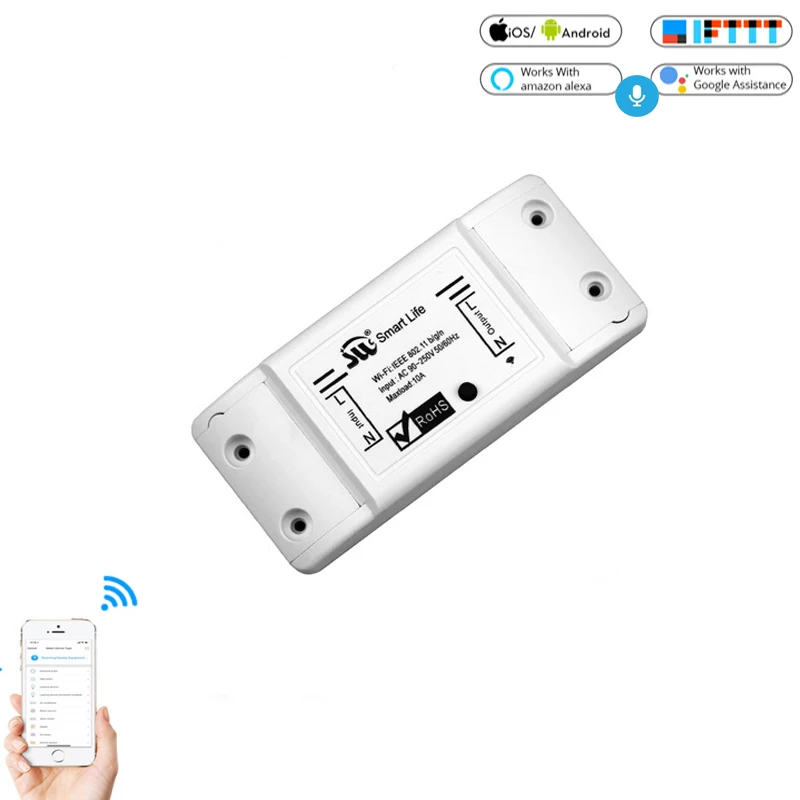 WiFi умный светильник, универсальный таймер выключателя, приложение Smart Life, беспроводной пульт дистанционного управления, работает с Alexa Google Home