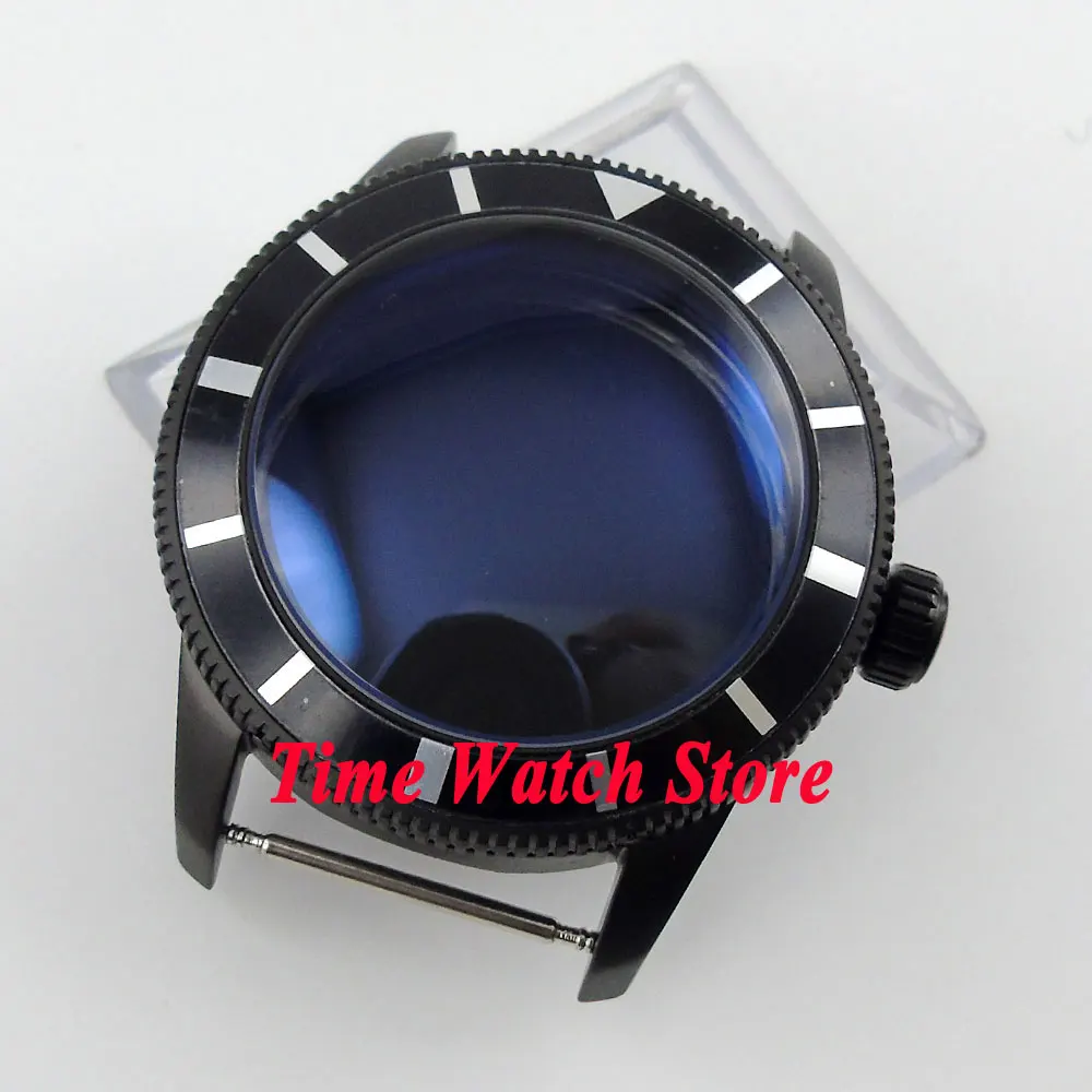 

46mm black bezel black PVD coated 316L stainless steel case fit Mingzhu 2813 ETA 2836 movement C93