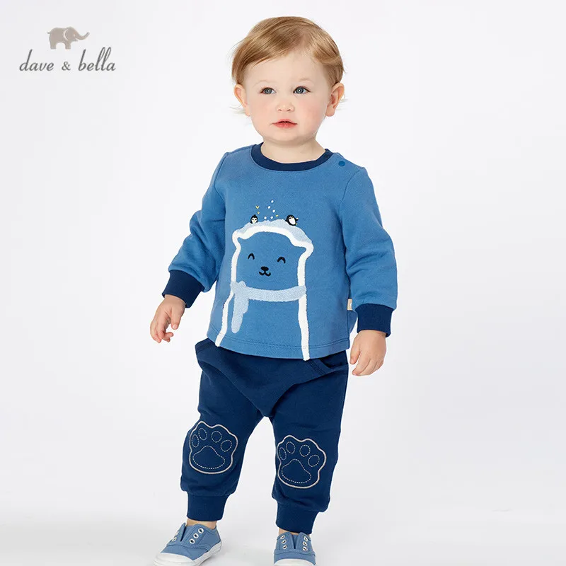 DBJ10978 dave bella autumn baby boys fashion clothing sets long sleeve pants suits children print clothes | Детская одежда и обувь