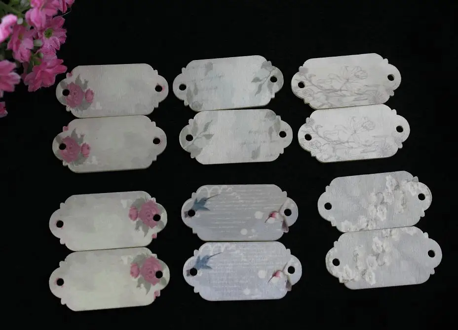 100pcs Gift Tags CARVED WOOD Blank Woodland Rustic w/ ancient china painting for diy jewelry size 49x24x1.5mm | Украшения и