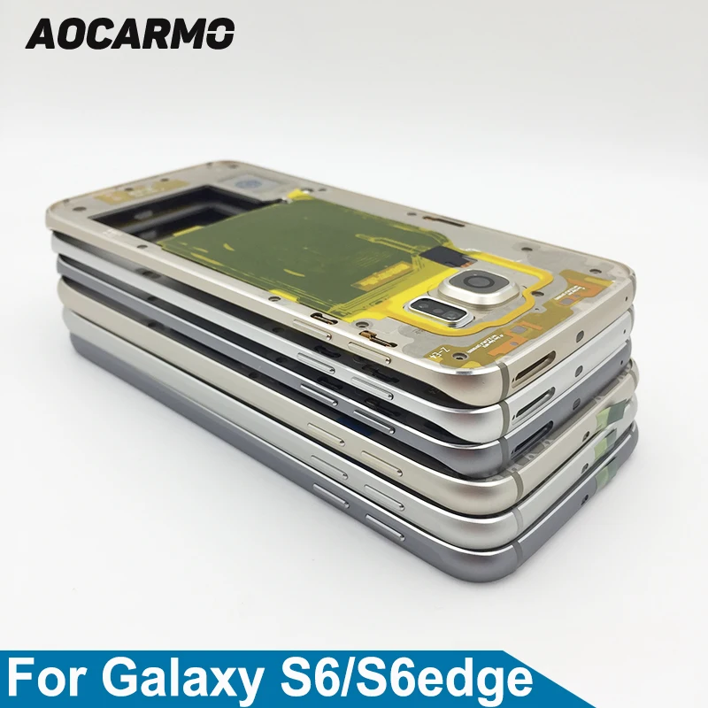 Сменный корпус Aocarmo с рамкой средней рамы для Samsung Galaxy S6 Edge G925 одним/двумя слотами