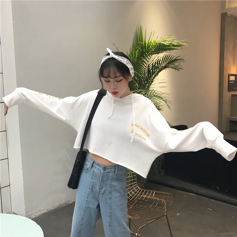 Женская толстовка с короткими рукавами свободная Студенческая надписью Harajuku |