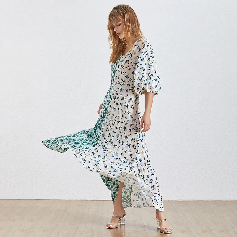 TWOTWINSTYLE летнее корейское женское платье с принтом v образный вырез половина