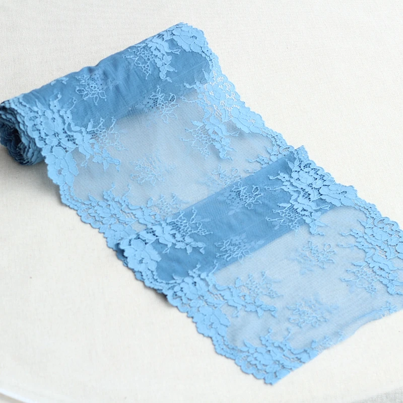 

MLAEY 2Yards Blue Exquisite Elastic stretch Lace Trim High Quality Lace Fabric DIY Craft&Sewing Dress Clothing Accessories