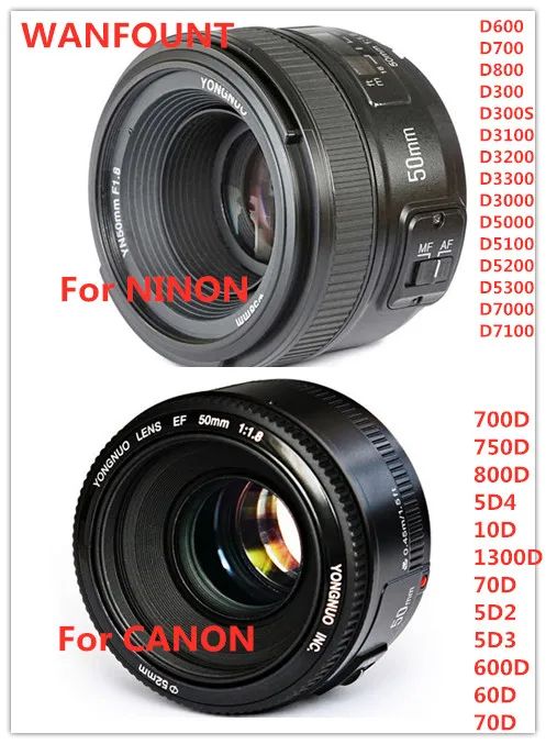 Объектив YONGNUO YN50mm F1.8 YN EF 50 мм объектив YN50 апертура с автофокусом для зеркальных