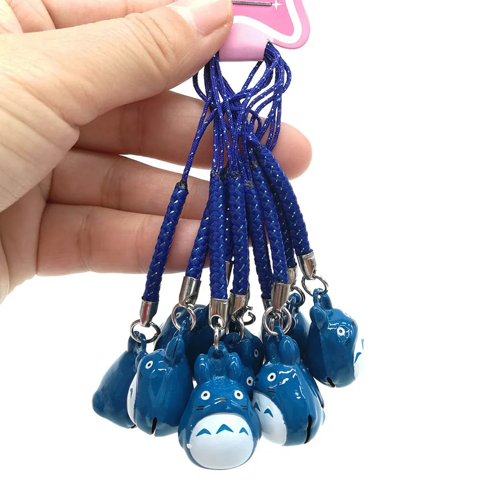 Totoro Blue 100 шт Pikchu Stitch Scrump Jack mickey minnie Marie Doraemon лягушка Медвежонок для мобильного телефона на ремешке колокольчики Цифры Розничная - Цвет: Totoro Blue