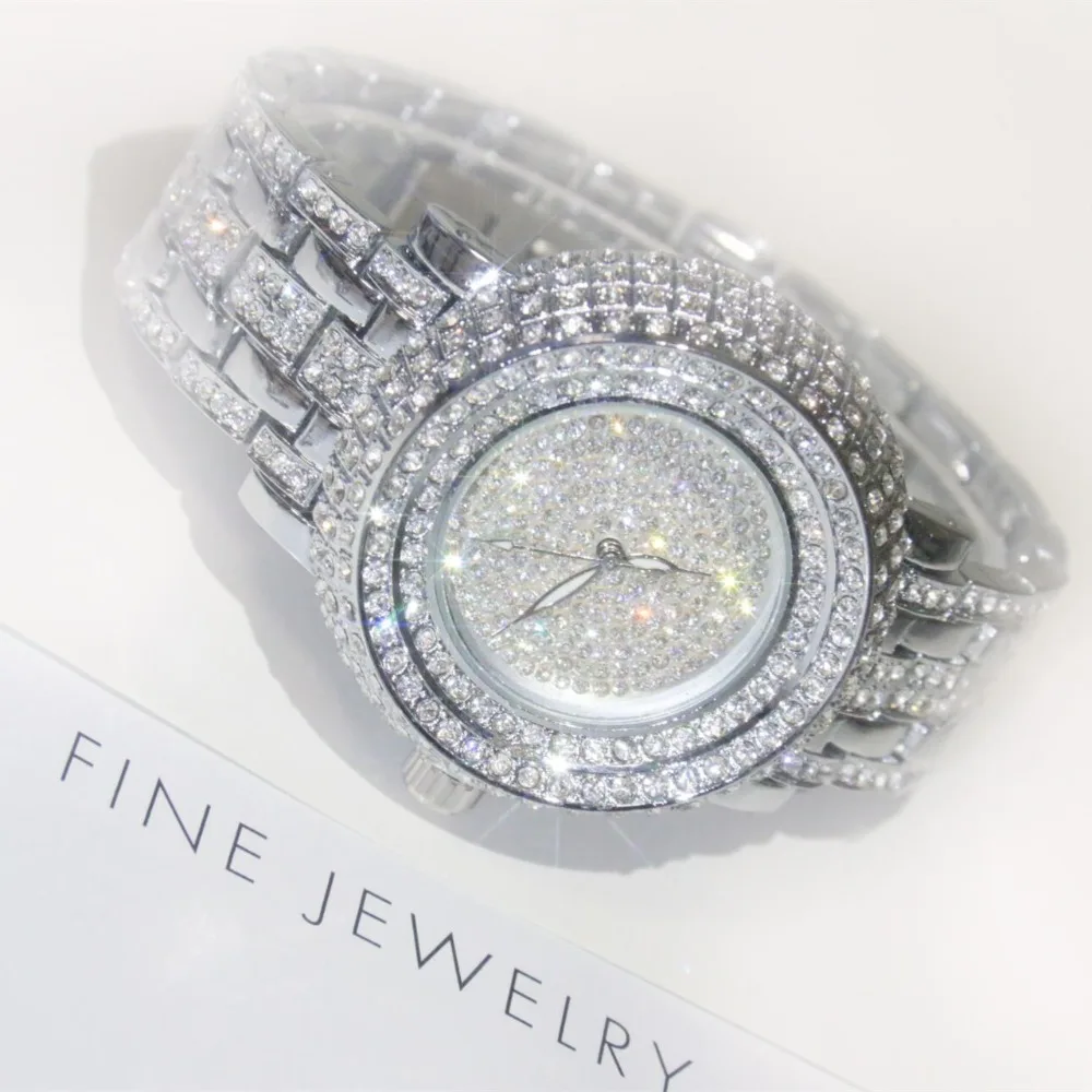 Сверкающие Стразы BS роскошные стальные кварцевые часы женские наручные под