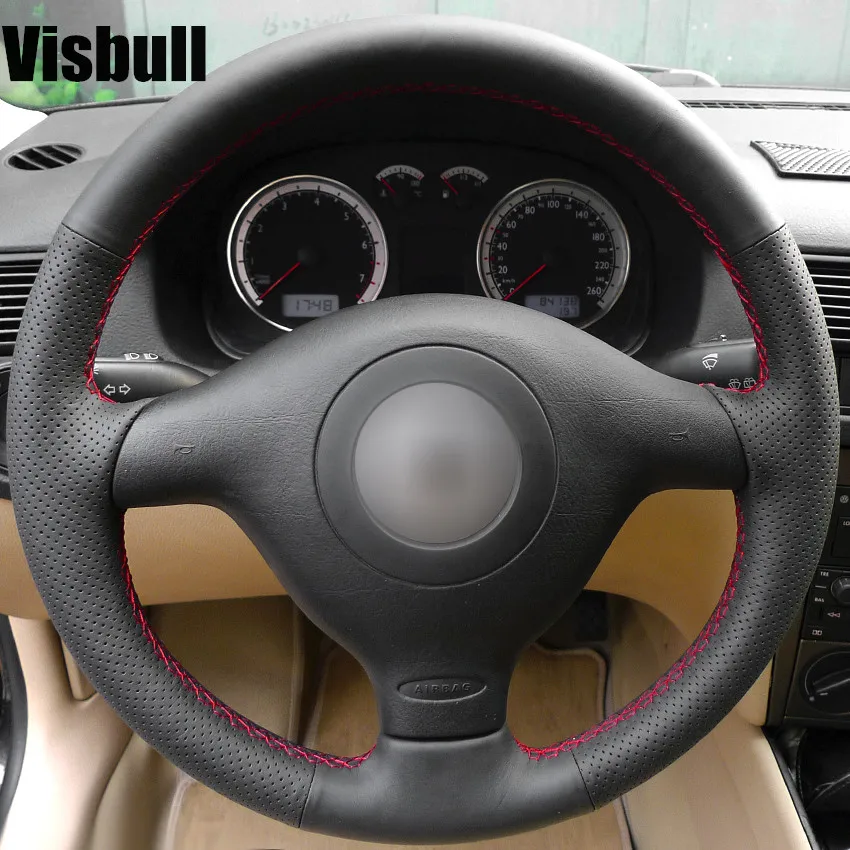 Visbull PU кожаный чехол рулевого колеса автомобиля V1002 для Volkswagen VW Golf 4 Passat B5 1996 2003 Seat