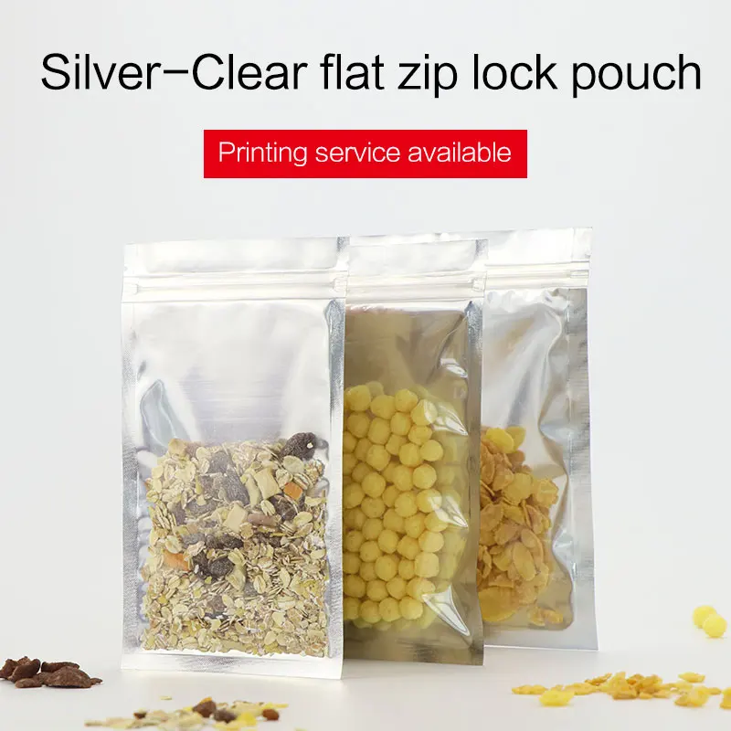 Сумка с плоским дном и молнией односторонняя прозрачная пластиковая алюминиевая