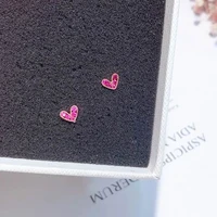 mengjiqiao 2018 new korean small love heart stud earrings for women simple elegant rhinestone delicate pendientes mujer moda