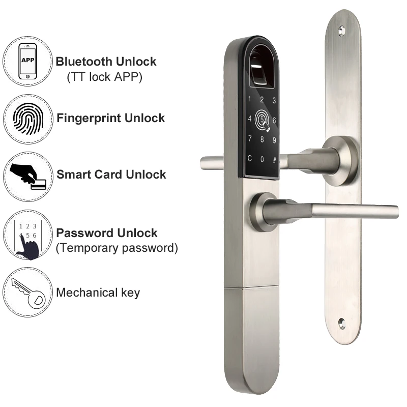 RAYKUBE Bluetooth дверной замок со сканером отпечатка пальцев Концевая фреза для вырезания гнезд Wi Fi TT с помощью