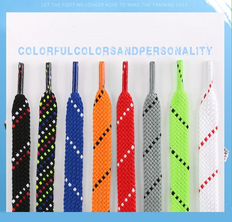 New twill two-color casual personality shoelace double-layer flat black and white blend shoe lace T122