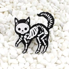 Черная Милая металлическая брошь-скелет с животными, кошками, значок из джинсовой кожи в стиле панк для рюкзака, подарок на Хэллоуин
