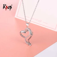 kpop 925 sterling silver love necklace with words wedding bridal jewelry cubic zirconia love heart pendant necklace women p6092