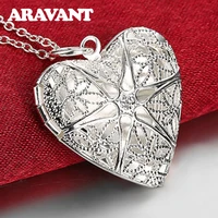 925 silver heart photo frame necklaces for women fashion jewelry gift