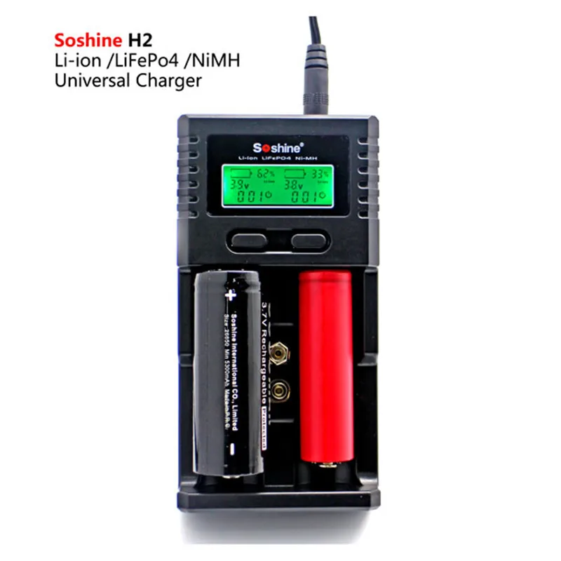 Soshine H2 умное зарядное устройство для Li-ion/IMR/INR/ICR/LiFePO4 18650 14500 26650 AAA 3 7 1 2 V 5 | Лампы и