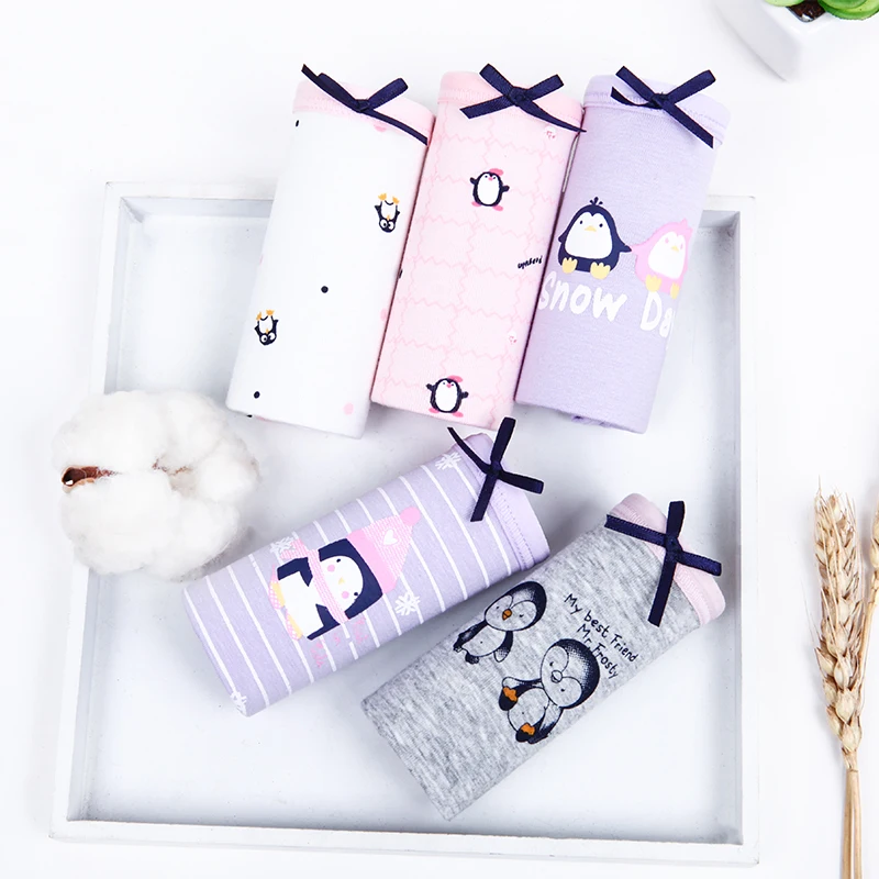 Feilibin 5Pcs/lot Women Panties Sexy Cotton Underwear Cute Printed Plus Size Briefs Breathable Grils Underpants Female lingerie | Женская