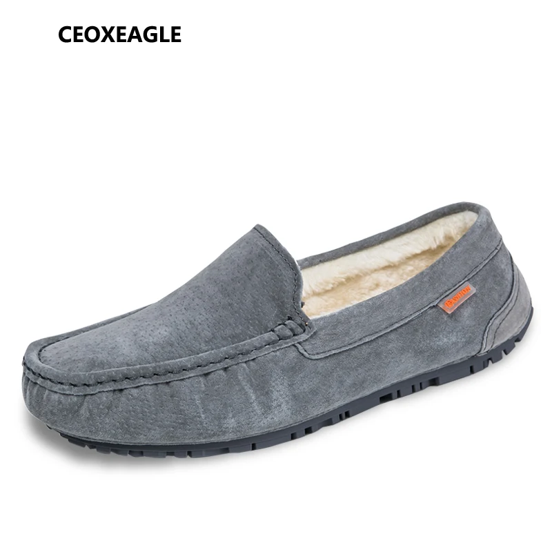 CEOXEAGLE/модные зимние теплые стильные Мягкие Мокасины; мужские лоферы; Высококачественная обувь из натуральной кожи; мужская обувь на плоской подошве; обувь Gommino для вождения
