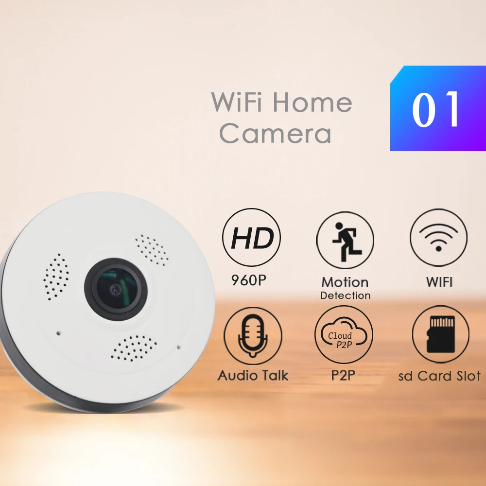 Ctvman безопасности Wi Fi 360 градусов камеры рыбий глаз 960 P HD Умный дом sd слот для карт