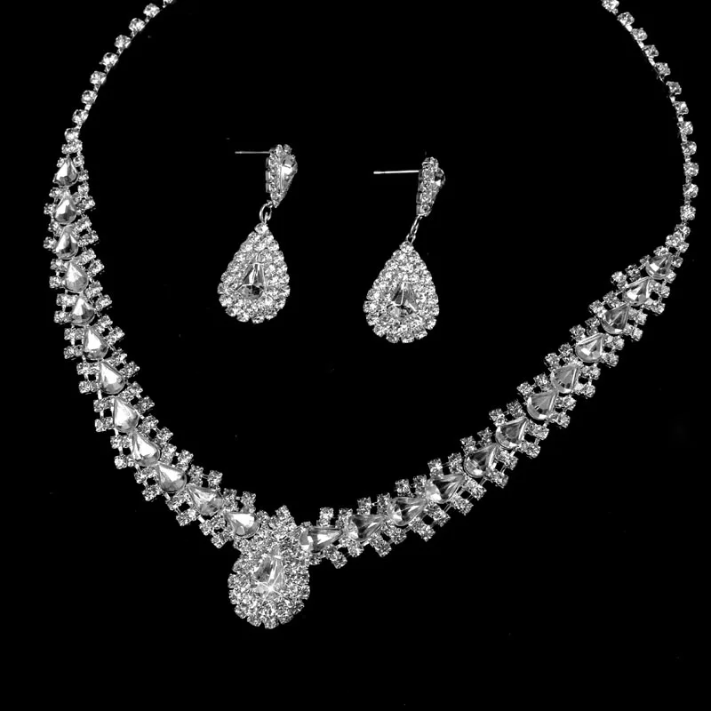 Комплект из колье и серёг с кристаллами|earrings set for women|necklace earring setbridal jewelry sets |