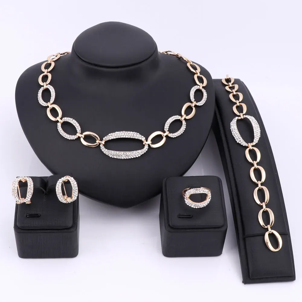 Комплект из колье серёг браслета и кольца золотистого цвета|african jewelry set|bracelet ring