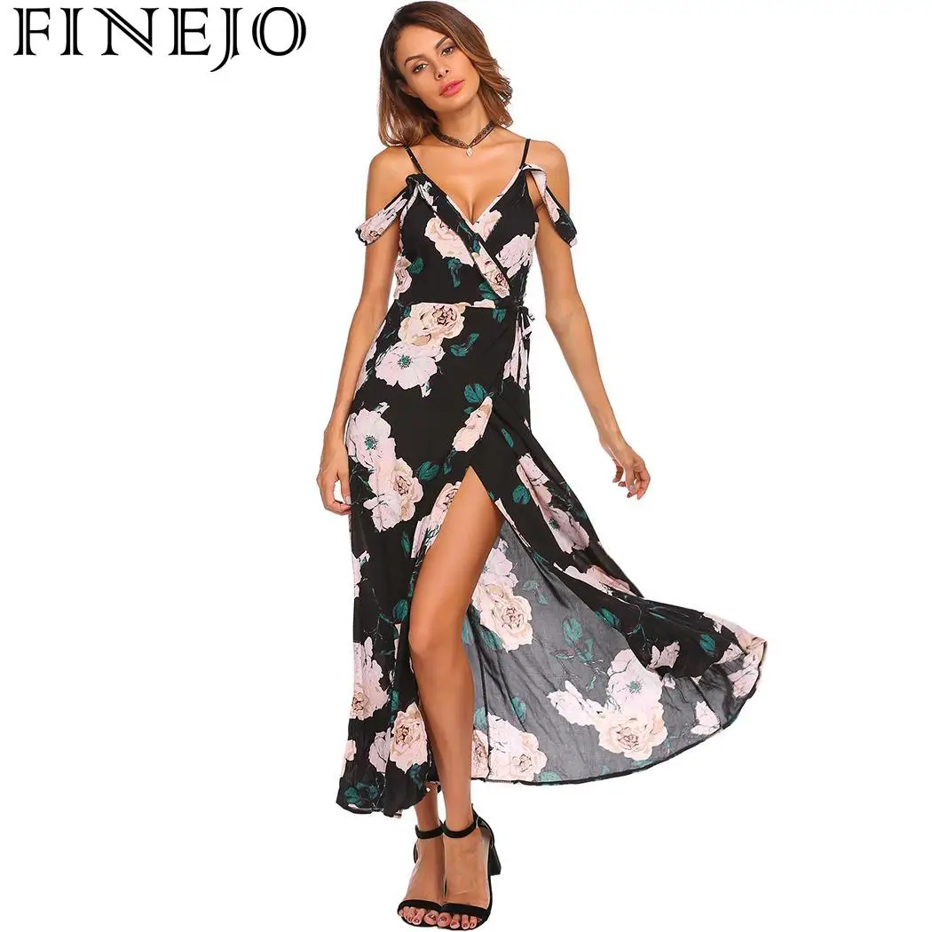 Женское кружевное платье с открытыми плечами FINEJO повседневное Праздничное