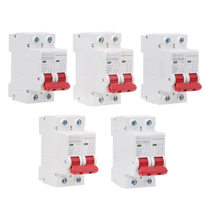 

2P DC 1000V Solar Mini DC Circuit Breaker 10A/16A/32A/50A/63A DC MCB