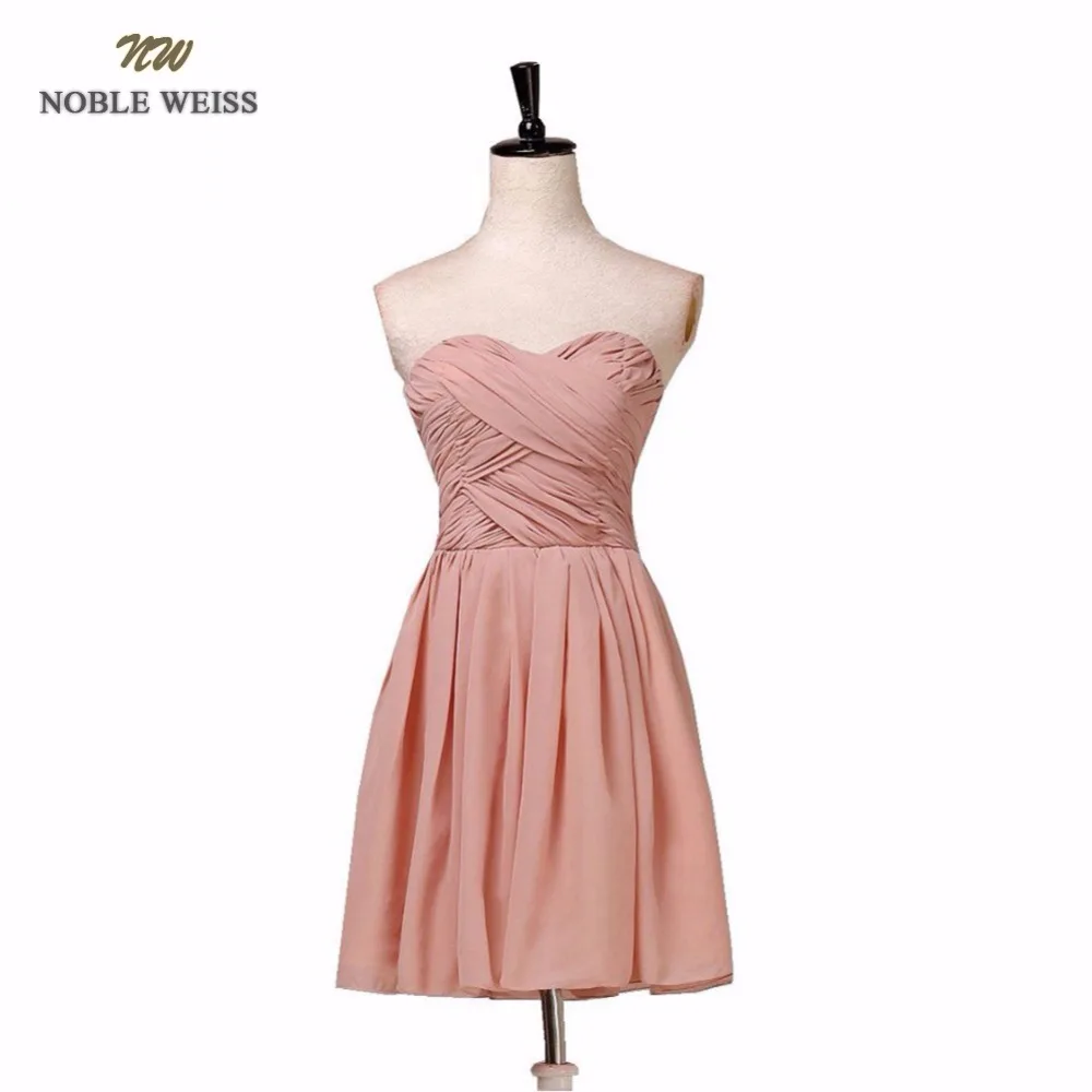NOBLE WEISS Pink Bridesmaid Dress Knee-Length Chiffon Cheap Pleat Party Prom Dresses Vestido De Festa Casamento Dama Honra | Свадьбы и