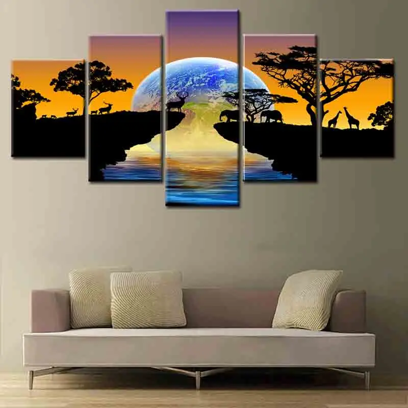 

5 Pieces Scenery Poster Wall Art Canvas Painting Nordic Wall Pictures for Living Room Decor Mural Decoration Picture Art Print