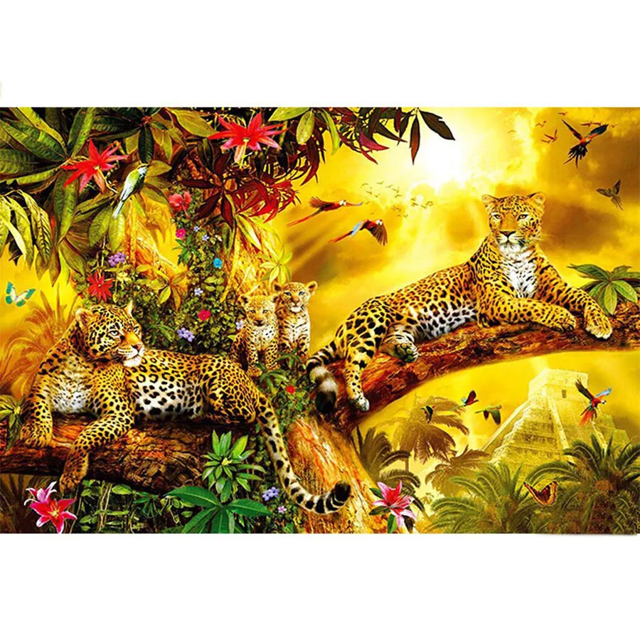 Полный горный хрусталь мозаика картина Алмазная вышивка леопард 5D DIY алмазная
