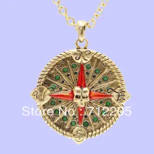 Новейший сплав золотой череп ожерелье-Компас | Украшения и аксессуары