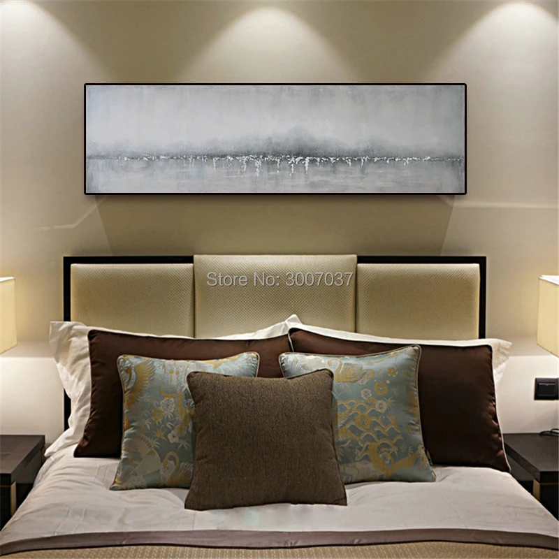 Высококачественная абстрактная Серебристая и серая картина маслом на холсте